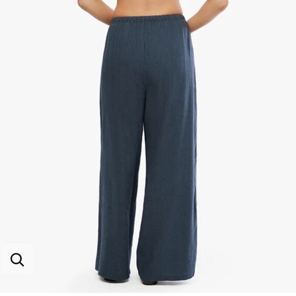 NWT WEWOREWHAT M soft navy color Linen blend pants - Picture 2 of 9